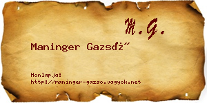 Maninger Gazsó névjegykártya